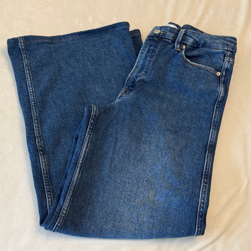 Good American Good Skate Wide-Leg Jeans in Dark Blue Wash, sz 4 - Picture 2 of 7